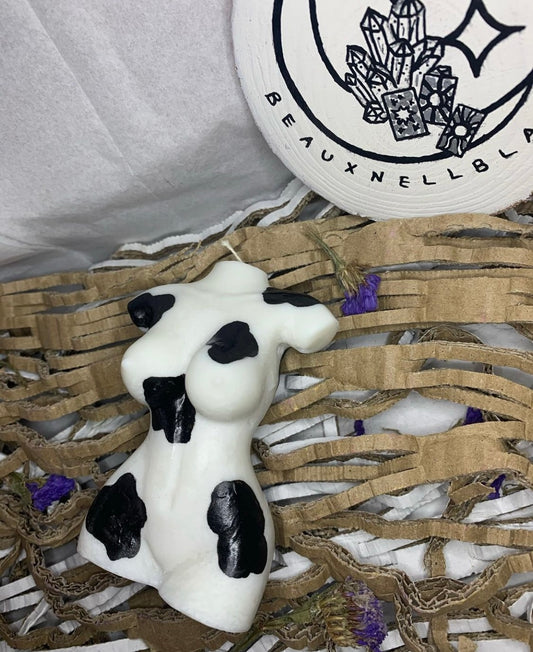 Cow print body candle