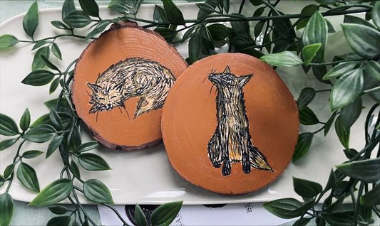 Fox wood slice coasters